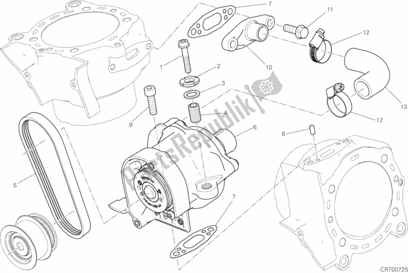 All parts for the Pompa Acqua of the Ducati Diavel Xdiavel Brasil 1260 2017